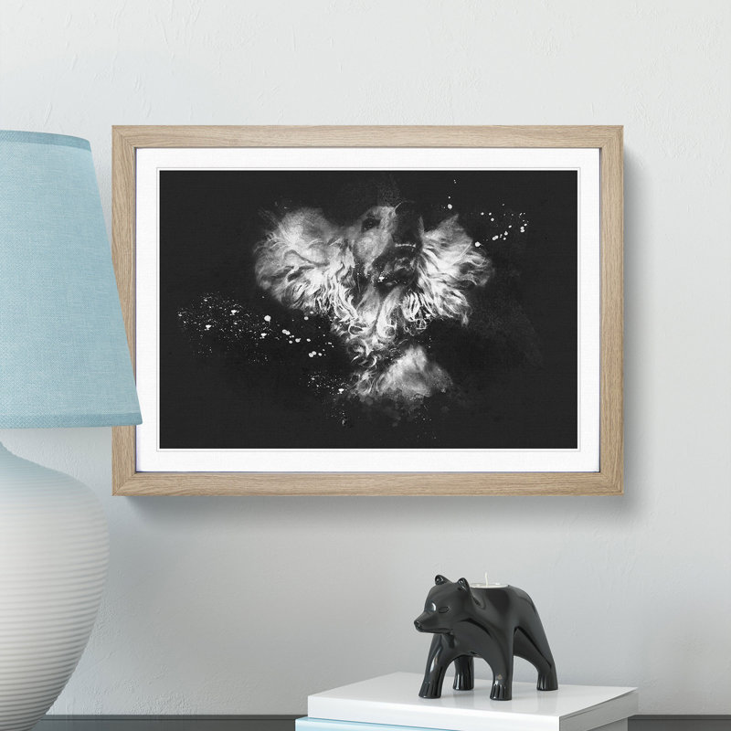Cocker Spaniel - Picture Frame Graphic Art Print, 24cm H x 33cm W x 2cm D, Oak Framed