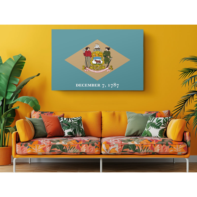 «Delaware State Flag USA Flags», photographie sur toile tendue, L 24 po x H 16 po