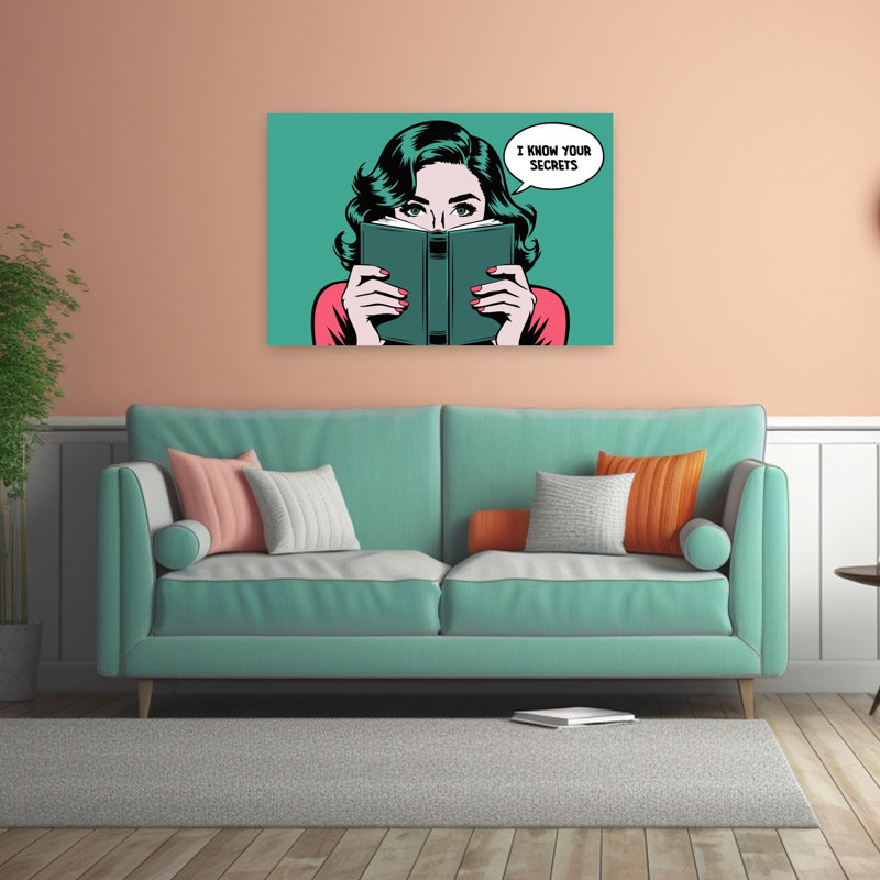 Reproduction d'art mural rétro Pop Art Secret Keeper, 32" H x 48" W