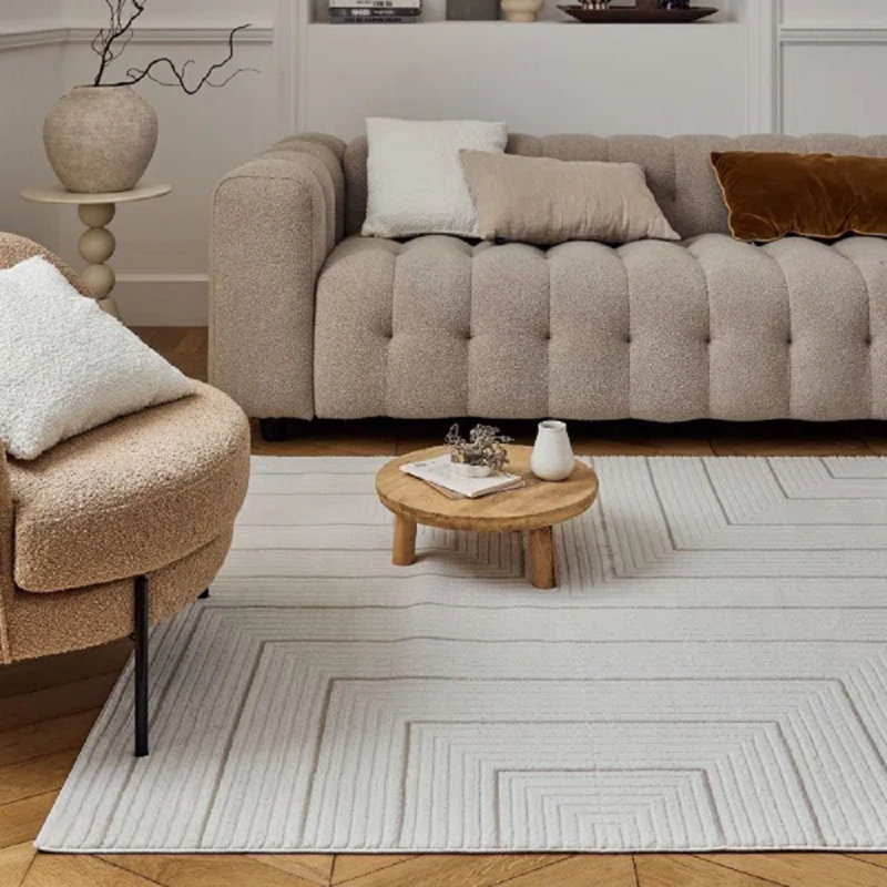 Carmel Modern Geometric Cream/Beige Area Rug, Runner 80 x 300 cm