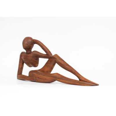12 "Sculpture abstraite en bois faite à la main" Relaxing Man B "Figurine décorative décorative sculptée à la main