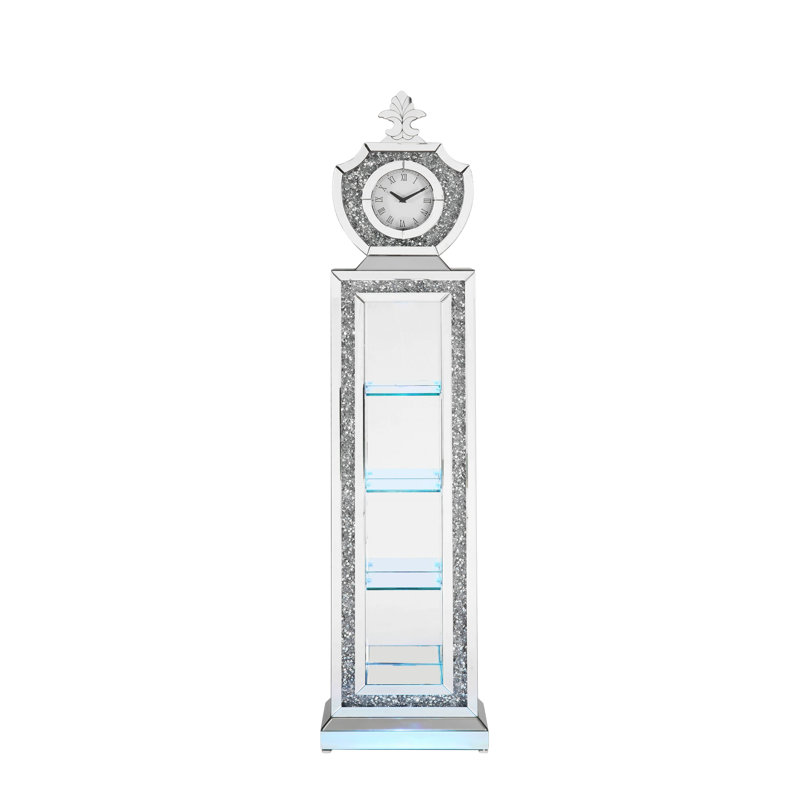 Billington Vertical Grandfather Clock with LED in Mirrored and Faux Diamonds