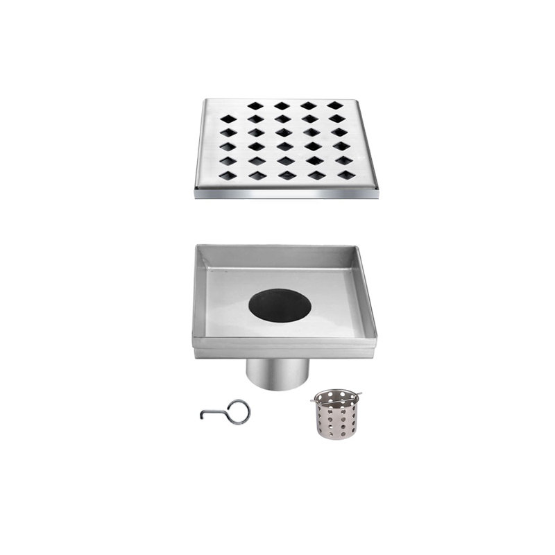 Mississippi River Series Stainless Steel Square Linear Floor Shower Drain