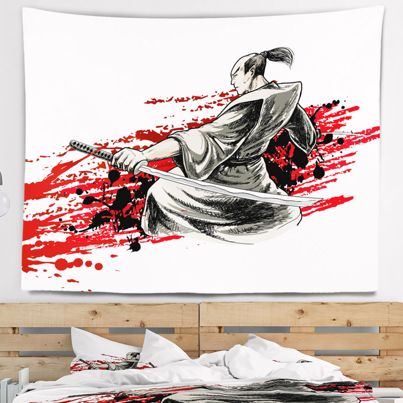 Tapisserie du japon guerrier, H 32 po x l 39 po