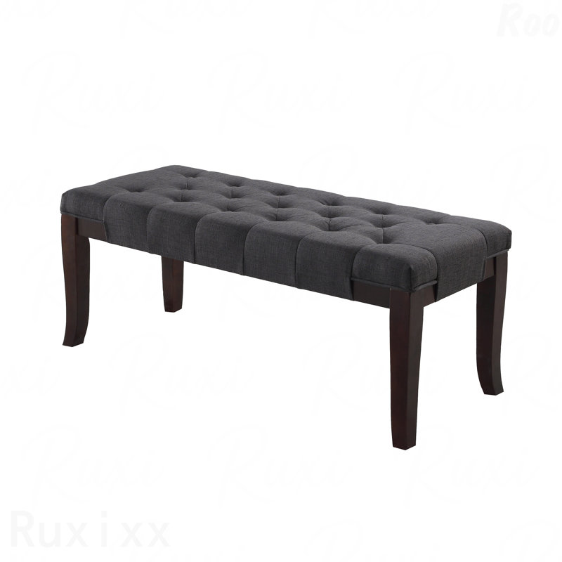 Linon Bench - Fabric Upholstered Tufted Seat, Gray