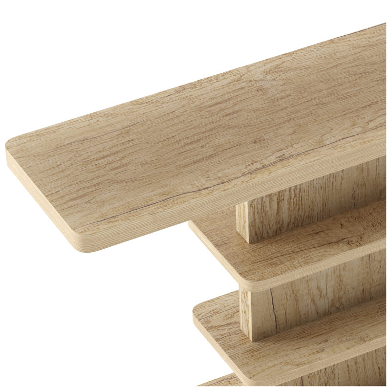 Console 63 pouces vintage avec rangement à 2 niveaux, banc d'entrée en bois naturel