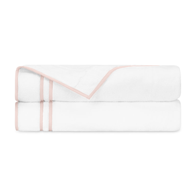 Ribbons 2-pc Bath Towel Set, White/Lt Pink