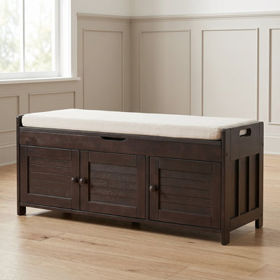 Farmhouse-Style Storage Bench With Concealed Compartments And Adjustable Shelves