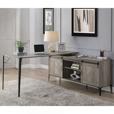 Bureau d'écriture en L avec cabinet