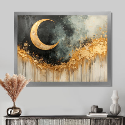 Golden Eclipse Moon Reverie - Art mural lune