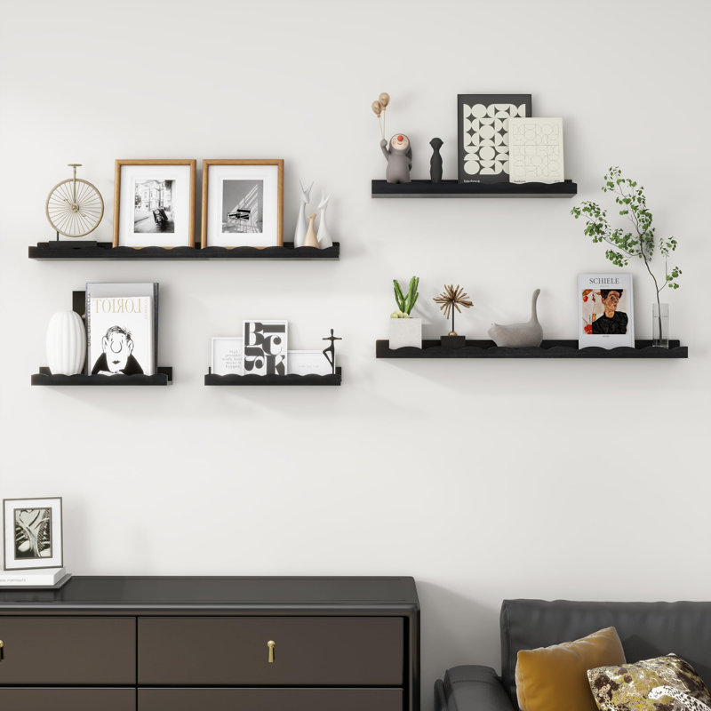 Étagère à livres pour chambre de bébé 2 pièces Malchand, Noir mat,  H 2,2 po x l 36 po x P 5 po