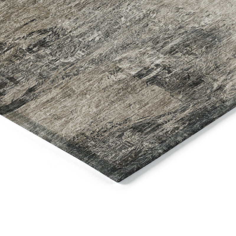 Tapis extérieur lavable abstrait beige et brun taupe 5 pi x 8 pi