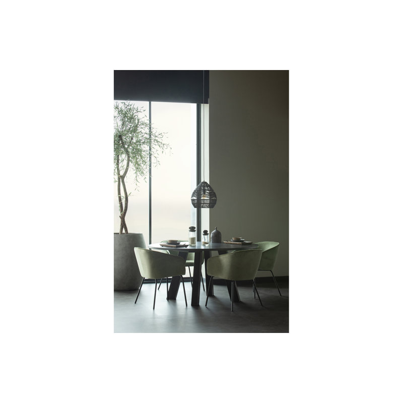 Normanhurst Oak Round Solid Wood Dining Table, Black Night