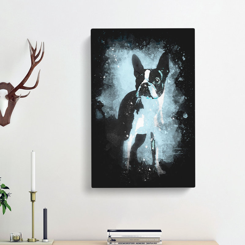 Boston Terrier Dog - Wrapped Canvas Painting, 91cm H x 60cm W x 3cm D