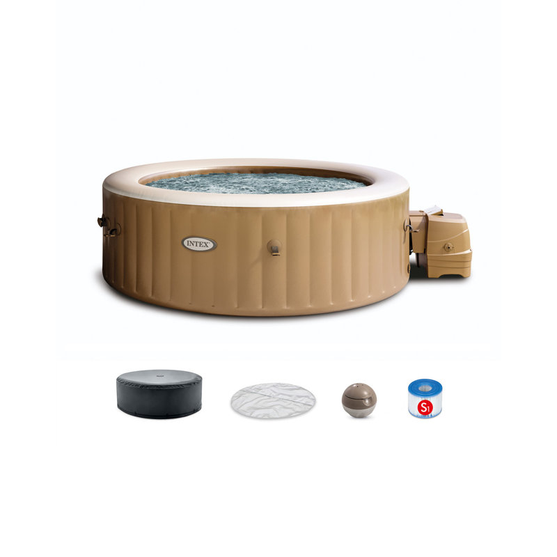 6-Person Sahara Tan Round Bubble Spa Set, 290 Gallons