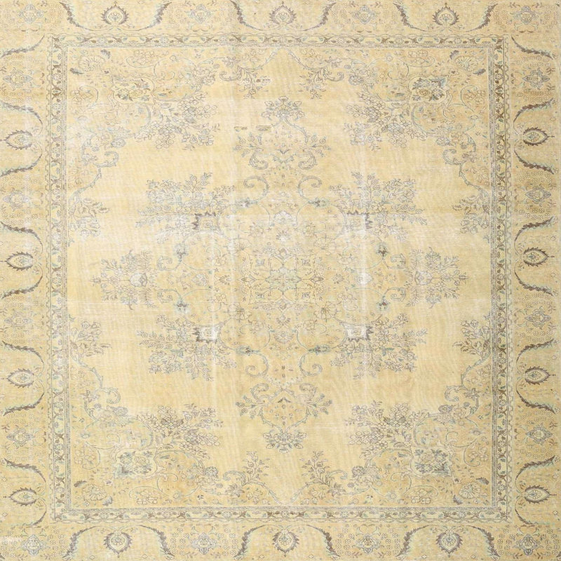 Tapis traditionnel beige / vert Hobi, Rond 5 pi
