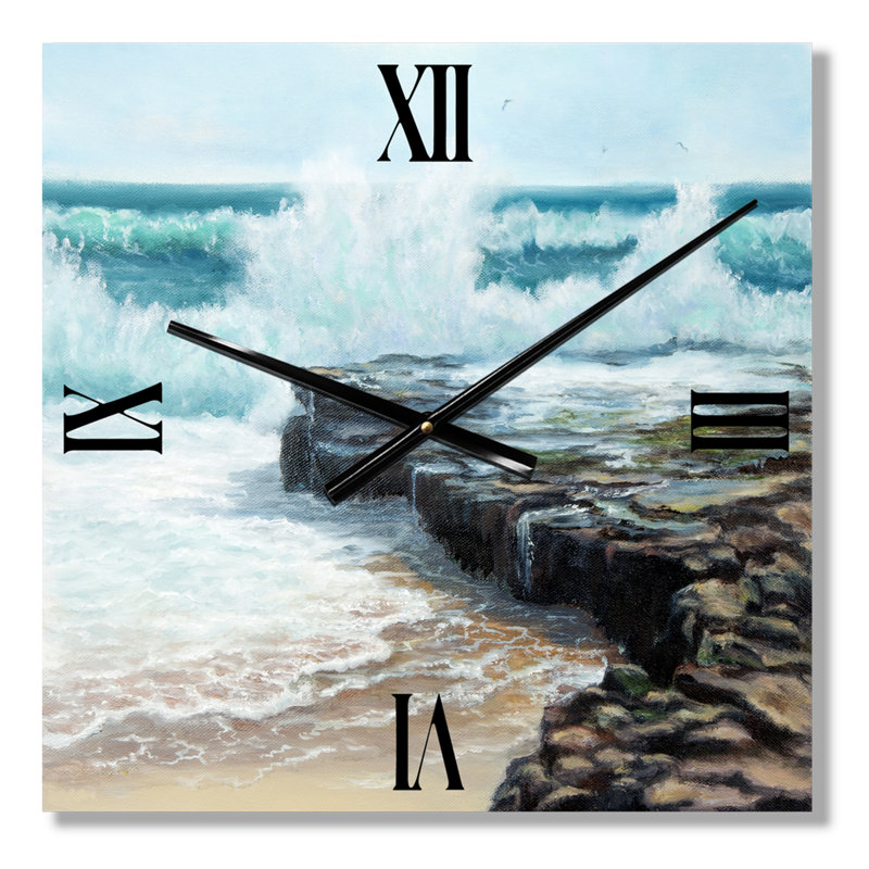 Horloge murale Wild Waves Breaking on the Shore, Grand