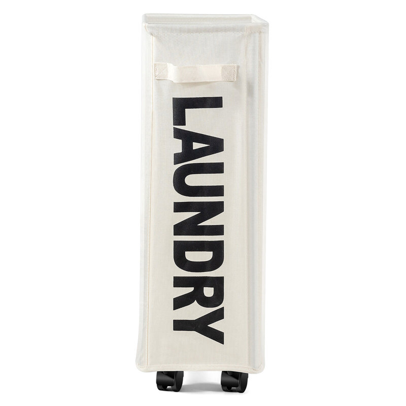 Panier à linge roulant avec poignées, Beige