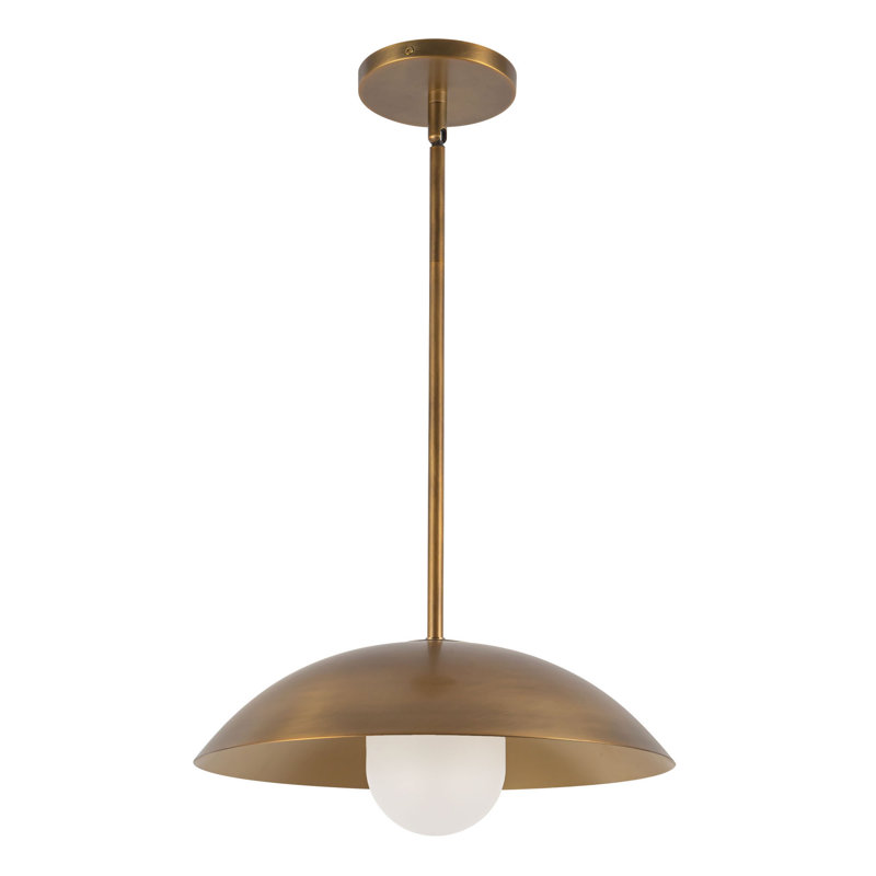 Umbra 14-in Black Pendant, Antique Brass/White