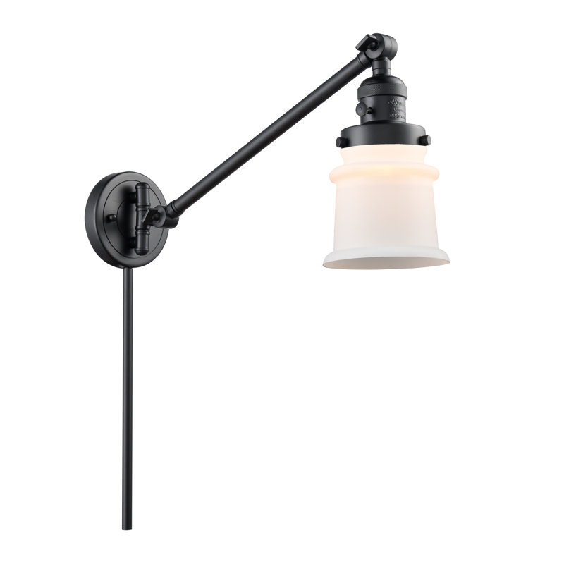 Bras articulé à 1 lumière à intensité variable Alaric, Blanc mat, Noir mat, Ampoule non incluse