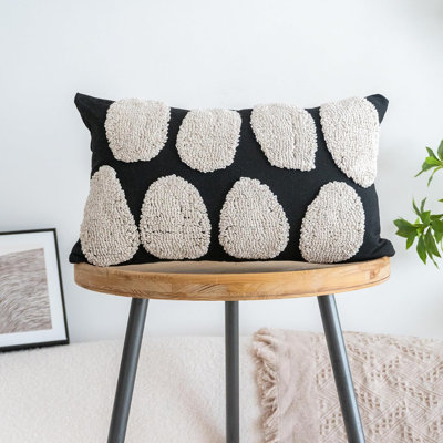 Housse de coussin lombaire touffetée en mélange de coton, taie décorative minimaliste texturée en toile de jute avec fermeture à glissière cachée