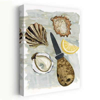 Contemporary Art Rustic Contemporary Shellfish Coastal Wall Art by Claire Hanley - Wrapped Canvas Print