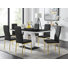 7-Piece Glass and Wood Dining Table Set with Upholstered Dining Chairs and Rectangular Table