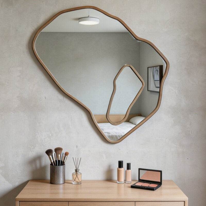 Free Form MDF Wall Mirror, 23.62"H×23.62"L×1.97"W