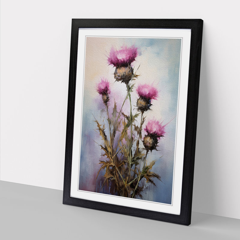 Thistle Modern Art - Framed Print, Black Framed, 34cm H x 25cm W