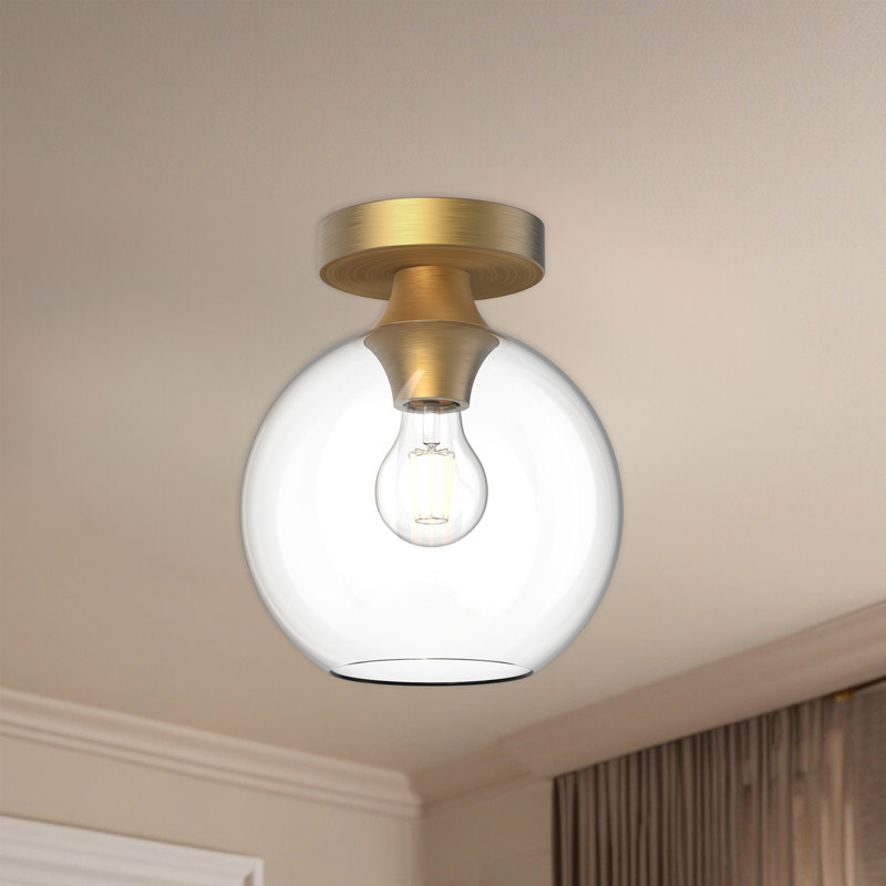 Castilla Aged Gold Globe Flush Mount with Matte Black Accents