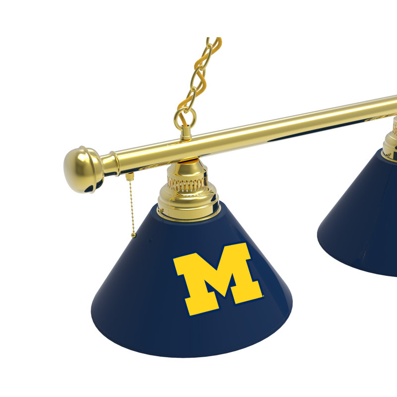 3 - Light Pool Table Lights Pendant, Brass, Michigan Wolverines