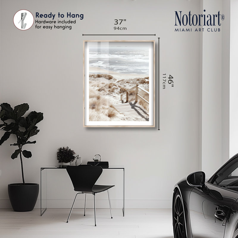 «Coastal Path II Shadowbox», art mural Coastal par Notoriart, cadre en chêne naturel, 36 x 45, H 46 po x l 37 po