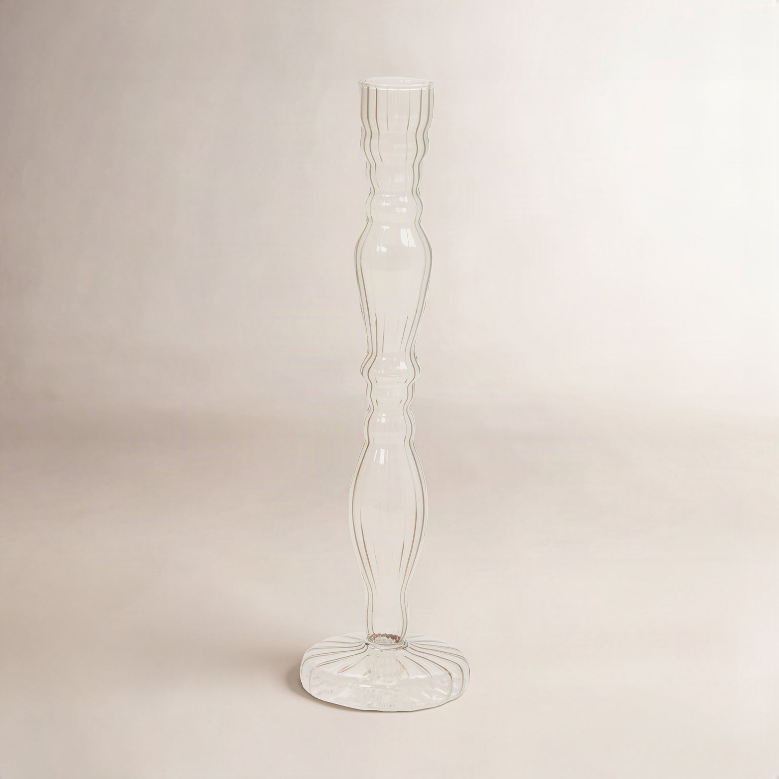 Marajo Candlestick Holder, Smoke, 9.75" H x 2.75" W x 2.75" D