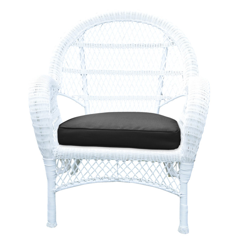 Bynum Wicker Outdoor Lounge Chair, Black, White