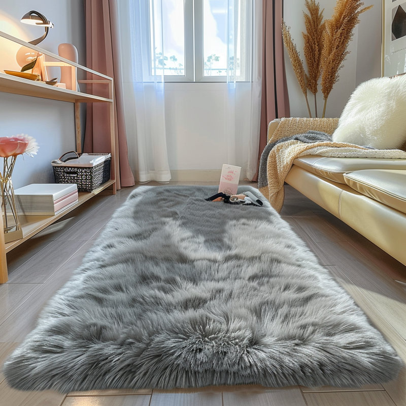 Faux Sheepskin Indoor Rug, Runner 2' x 6'