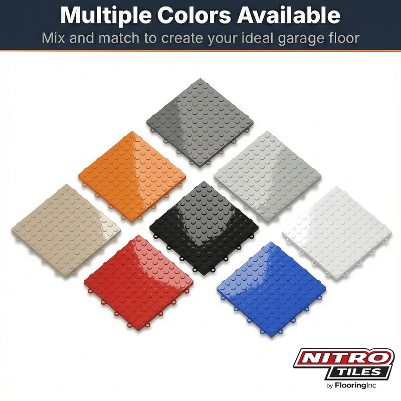 Revêtement de sol modulaire emboîtable pour garage Nitro 12 po x 12 po x 3/8 po , Blanc