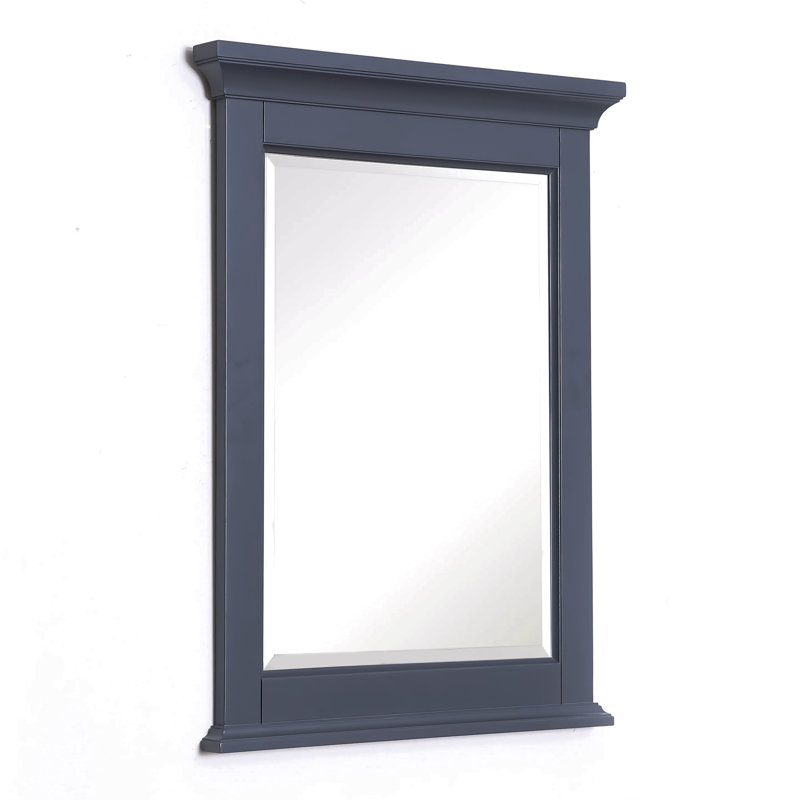 Bernardsville Wood Flat Wall Mirror, Charcoal Gray