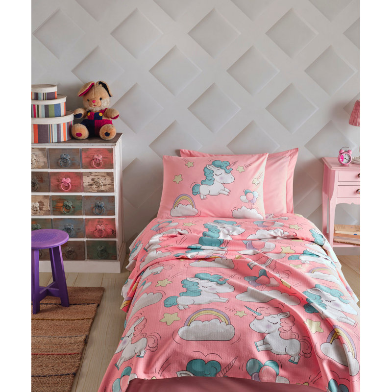 Nickson Cotton Wildlife Quilt with Pillowcases, 160 x 220 cm Quilt + 1 Standard Pillowcase
