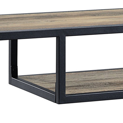 Rustic Oak And Black Furniture With Storage Shelf - Versatile For Living Room Rectangular Table Shelves Industrial Chic Decor