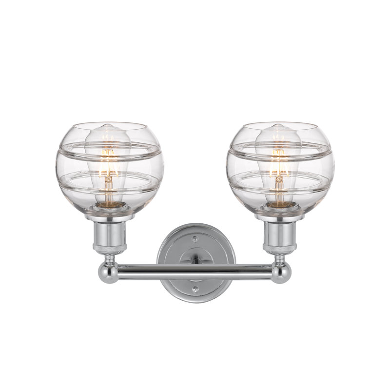 Éclairage pour meuble-lavabo à 2 lumières à intensité variable Natick, Transparent, Chrome poli