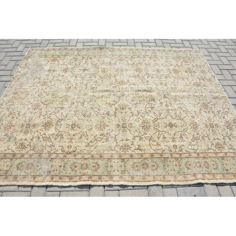 Tapis rétro, tapis vert neutre, tapis marocains, tapis turcs, grands tapis de 6,1 x 7,6 pi