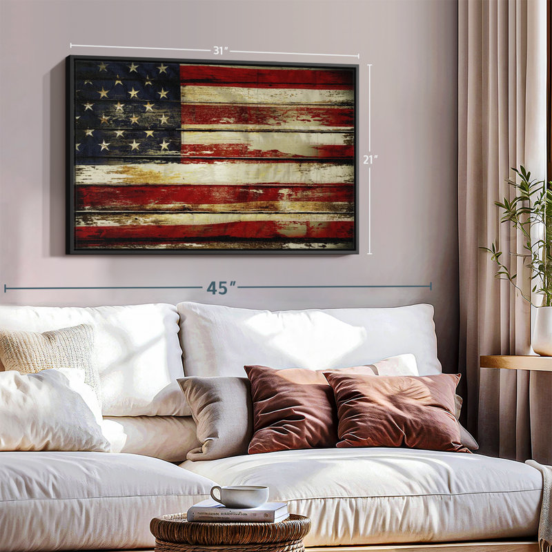 «Flags», impression sur toile avec drapeau américain, H 21 po x l 31 po
