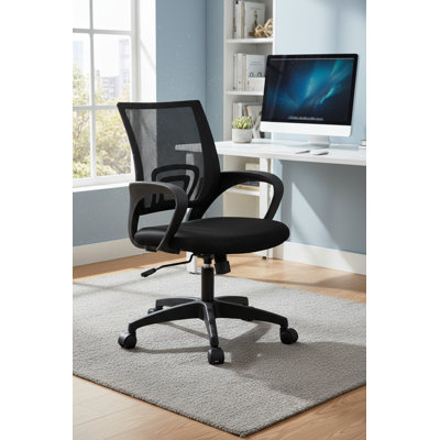 Chaise de bureau ergonomique | Dossier pivotant | Dossier respirant et soutien lombaire | Hauteur réglable | Siège en mousse | Avec roulettes | Noir | Convient aux adultes