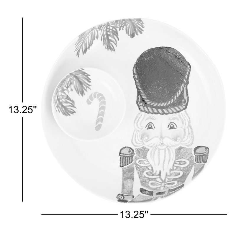 VIETRI Nutcrackers Terra Bianca Chips And Dip Platter