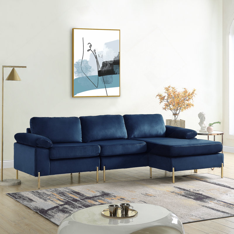 Shannon Sectional Sofa with Chaise, Blue Velvet