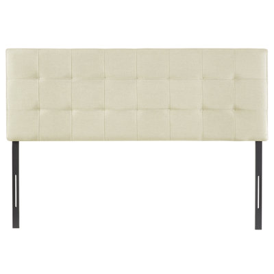 Classic Tufted Adjustable Upholstered Queen Headboard in Linen Fabric, Metal Legs