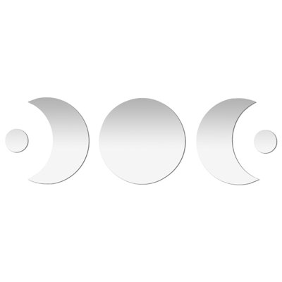 Peel and Stick Mirror Tiles, Moon Phase Design 5 Piece Set