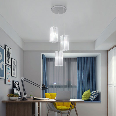 3 Lights Modern Chic Glass Pendant Light Adjustable Height