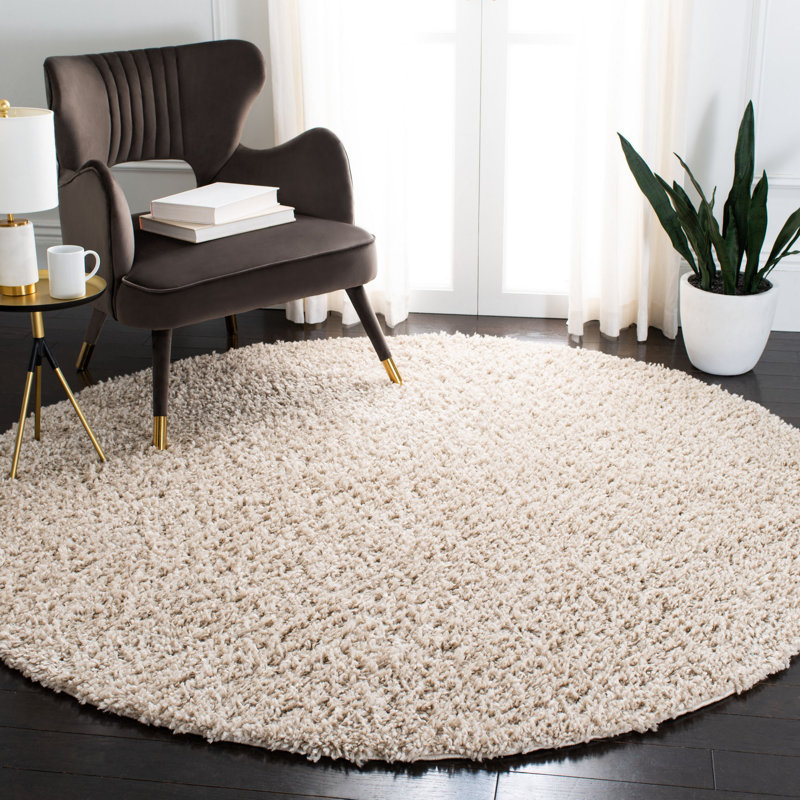 August Shag Performance Solid Color Rug, Round 6'7"