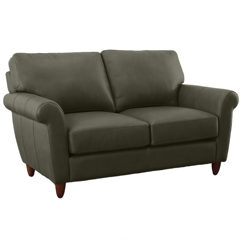 Causeuse en cuir véritable Cherish, Gris anthracite